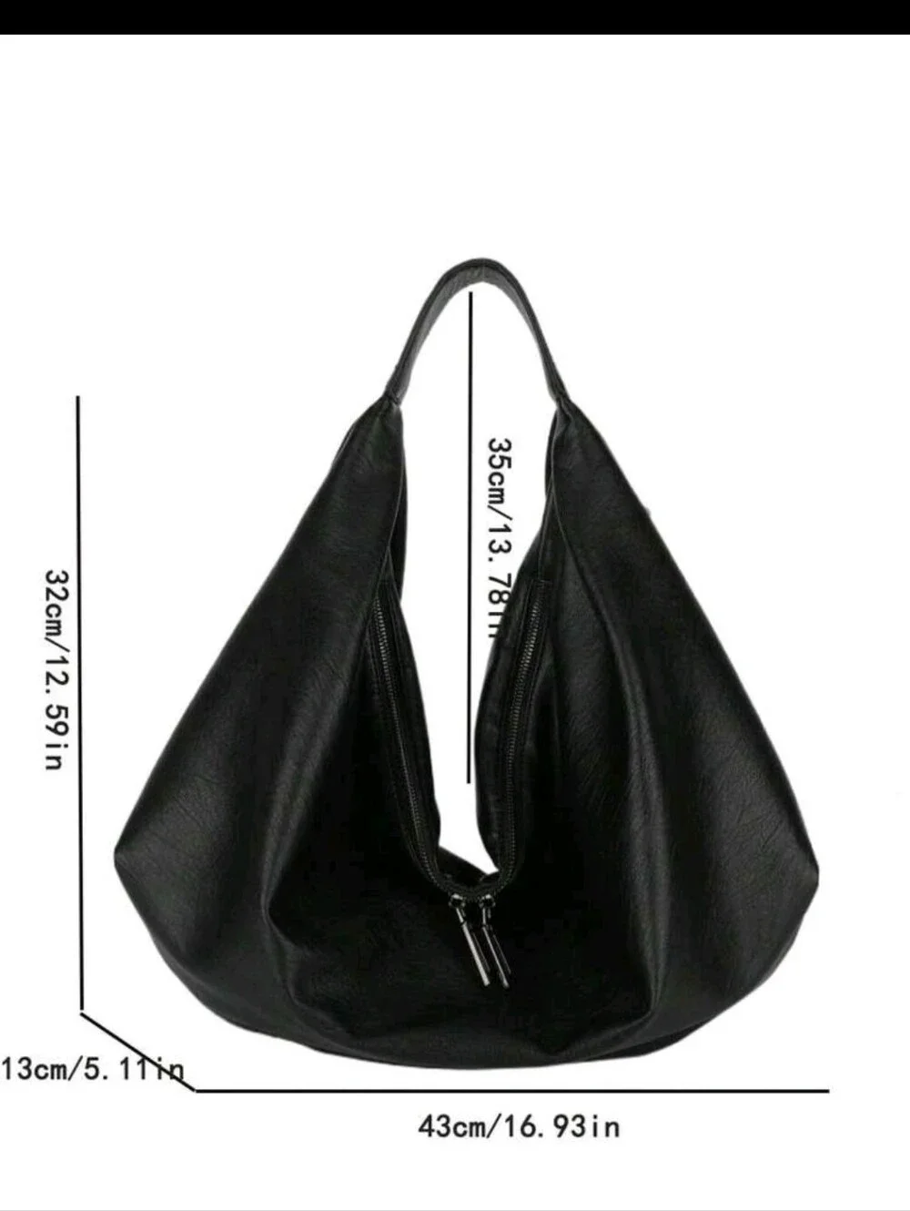 Classic Black Leather Hobo Bag - Sleek Everyday Shoulder Tote
